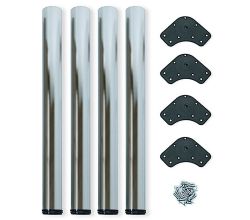 emuca Set aus 4 Tischbeinen, Stahl NICKEL satiniert Höhe 710 mm - Ø 60 mm / Stützen