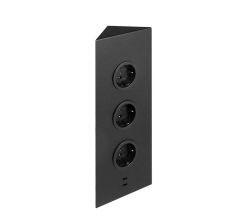 Eck-Energiebox 3-fach in Schwarz matt mit 2x USB-C für die Eckmontage / Ecksteckdosen / Steckdosenleiste