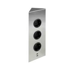 Eck-Energiebox 3-fach in Edelstahl gebürstet mit 2x USB-C für die Eckmontage / Ecksteckdosen / Steckdosenleiste