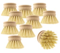 10er SET HOFMEISTER Ersatzkopf klein für Spülbürste echt Fibre Buchenholz / Ersatzbürste