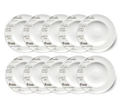 10er SET CreaTable - EUROPA GUSTOSO - Pastateller 27 cm aus Porzellan mit Schriftdekor