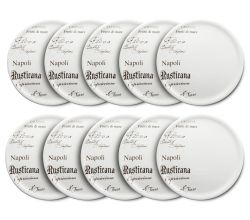 10er Set CreaTable - EUROPA GUSTOSO - Pizzateller 30,5 cm aus Porzellan mit Schriftdekor