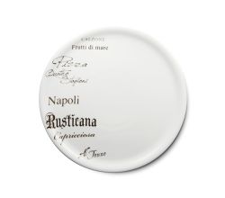 CreaTable - EUROPA GUSTOSO - Pizzateller 30,5 cm aus Porzellan mit Schriftdekor