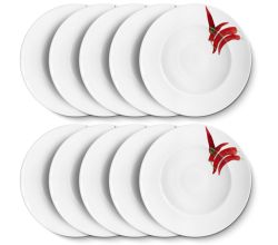 10er SET CreaTable - EUROPA KRÄUTER - Pastateller CHILI 27 cm aus Porzellan
