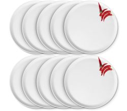 10er SET CreaTable - EUROPA KRÄUTER - Pizzateller CHILI 33 cm aus Porzellan
