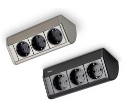 EVOline® Dock mit 3 x VDE Steckdosen für die Hängeschrankmontage / Aufbausteckdosenelement