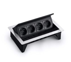 EVOline FlipTop Push 4-fach VDE Steckdosenleiste, versenkbar / Mehrfachsteckdose / Steckdosenverteiler
