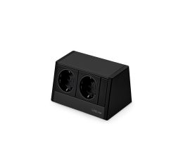 EVOline® R-Dock Aluminium SCHWARZ mit 2 x VDE Steckdosen / Steckdoseneinheit / Steckdosen