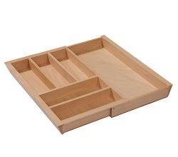 ExTray Buche massiv Teleskop-Schubladeneinsatz ausziehbar von 40 - 60 cm / Besteckeinsatz