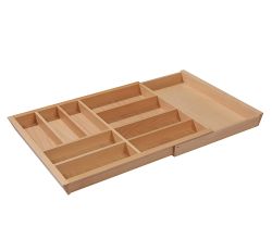 ExTray Buche massiv Teleskop-Schubladeneinsatz ausziehbar von 80 - 100 cm / Besteckeinsatz