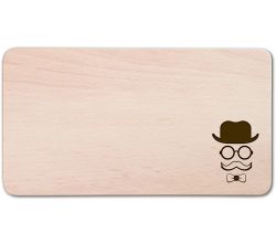 HOFMEISTER Frühstücksbrett rechteckig "Hipster Hut Brille Bart Fliege" Buchenholz / Frühstücksbrettchen