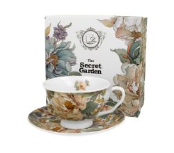 DUO Royal cup PEONY WHITE  250 ml Tasse mit Untertasse, New Bone China Porzellan
