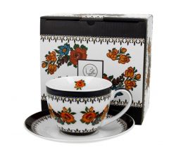 DUO ETNO Tasse INDIGO 250 ml mit Untertasse, New Bone China Porzellan