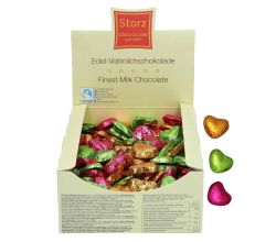 200er SET Choco - Herzen bunt, lose im Display / Schokolade Herz / Valentinstag / Muttertag
