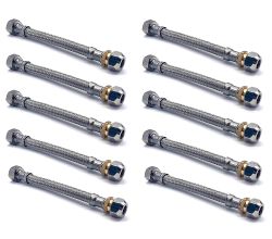 10er SET Flexschlauch 150 mm kurz DN 8 mit Quetschverschraubung und Überwurfmutter / Flex-Schlauch
