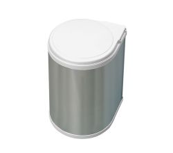 emuca 8035865 Abfalleimer 13 Liter ab 40 cm Schrankbreite, Kunststoff weiß und Edelstahl