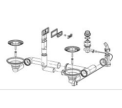 FRANKE Stösselventilset 112.0687.965 mit verdecktem Überlauf und Druckknopf / Ersatzteil Spüle / Ablaufgarnitur