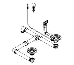 FRANKE Ab- und Überlaufgarnitur 112.0680.049 mit Excenterbedienung für Compact Soft CP 652 E / Ersatzteil