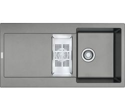 Franke Spüle MARIS MRG 651 mit Druckknopfventil und Abtropfbecken / Ausschnittmaß 950 x 480 mm / Granitspüle / Auflagespüle