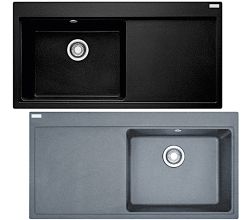 FRANKE Spüle MYTHOS MTG 611 mit Druckknopfventil / Ausschnittmaß 980 x 495 mm / Einbauspüle / Granitspüle