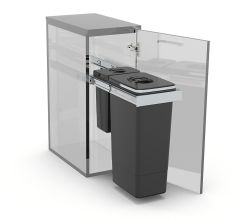 EKOTECH Abfallsammler 33 (1x26 + 1x7) Liter FREE JAZZ Inox für 30 cm Schrankbreite