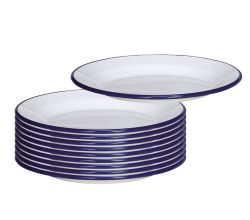 10er SET Teller flach HUSUM aus Emaille, 24 cm / Karl Krüger