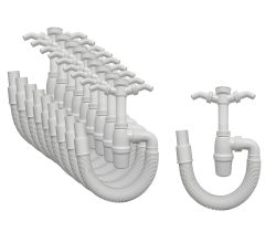 10er SET Flaschensiphon 1,5 Zoll mit flexiblem Anschlussrohr und zwei Geräteanschlüssen