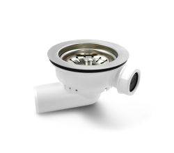 TG-Kunststoffe Siebkorbventil Ø 115 mm in Handbetätigung mit Überlaufanschluss 1 Zoll / Korbventil