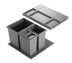 HAILO Abfallsorter 3301631 ALLEGRO 295 18/8/8/D dunkelgrau mit 34 Liter Abfallvolumen für 60 cm Schrankbreite