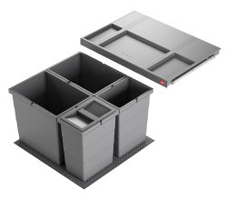 HAILO Abfallsorter 3301641 ALLEGRO 295 18/18/8/8/D dunkelgrau mit 52 Liter Abfallvolumen für 60 cm Schrankbreite
