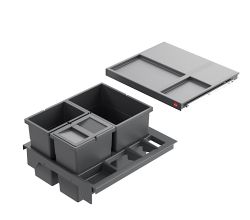 HAILO SEPARATO K 500 18/8/8/D Abfallsorter 3620521 dunkelgrau mit 34 Liter Abfallvolumen für 50 cm Schrankbreite