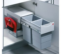 HAILO 3666-80 Abfallsorter 30 (2x15) Liter TANDEM 15/15/KS inkl. Kehrset ab 40 cm Schrankbreite