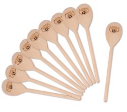10er SET HOFMEISTER 50085 Kochlöffel oval Motiv Engelchen, Buchenholz, 30 cm