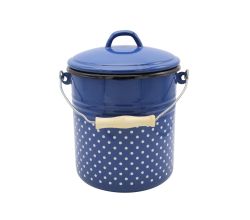Mülleimer Italia mit Deckel, 5 Liter, Blau mit weißen Punkten / Karl Krüger