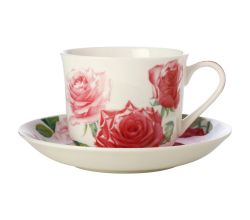 Maxwell & Williams JY0032 Tasse mit Untertasse 480ml Rose FLORIADE Bone China Porzellan, in Geschenkbox