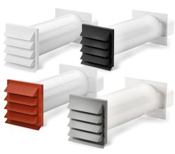 K-KLIMA-R flow 150 Mauerkasten mit Rechteck-Anschluss 227a x 94a mm / Teleskop-Mauerkasten / Compair flow (System Ø 150)