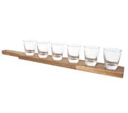 COOK CONCEPT 6er Shooter auf Akazie / Schnapsglasträger mit 6 Schnapsgläsern