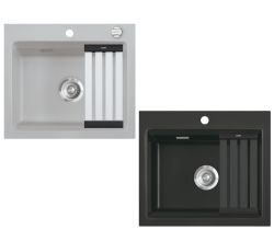 KeraDomo Spüle KARA 57 mit Medio-Matte / ab Schrankbreite 60 cm / Einbauspüle