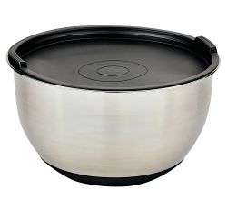 KESPER Rührschüssel 26 cm aus Edelstahl mit Deckel und Silikonboden / Edelstahlschüssel