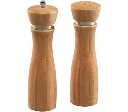 KESPER Set Pfeffermühle und Salzstreuer aus Bambus mit Keramik-Mahlwerk, Höhe: 21,5 cm