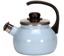 Karl Krüger Flötenkessel 2 Liter Serie SYLT aus Stahlemaille / Pfeifkessel / Wasserkessel