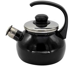 Karl Krüger Flötenkessel 2 Liter Serie TRIEST aus Stahlemaille / Pfeifkessel / Wasserkessel