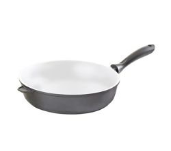 Schmorpfanne OSLO Aluguss mit weißer Ceramic-Beschichtung / Bratpfanne / Pfanne induktionsfähig / Karl Krüger / Stielpfanne