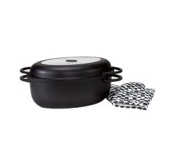 Multibräter LEIPZIG oval 38 x 26 cm mit Grilldeckel, Aluguss / Bräter / Gänsebräter / Multi-Bräter