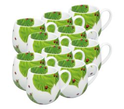 10er SET KÖNITZ 1111430876 Kuschelbecher 420 ml MARIENKÄFER auf Laub, Porzellan