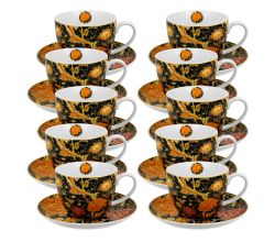 10er SET DUO ART GALLERY Jumbobecher 470 ml CRAY FLORAL mit Untertasse, New Bone China Porzellan