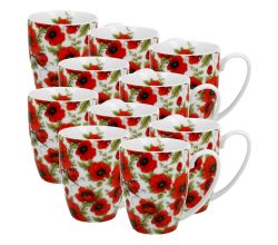 10er SET DUO FLORAL Klassischer Becher 350 ml LINA New Bone China Porzellan