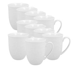 10er SET DUO WHITE Becher 300 ml HEMINGWAY New Bone China Porzellan