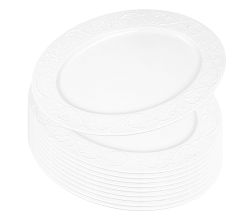 10er SET DUO WHITE Servierplatte 35 cm HEMINGWAY New Bone China Porzellan