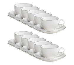 10er SET Maxwell & Williams Edge Espressotasse mit Untertasse, Premium-Keramik, FX0029
